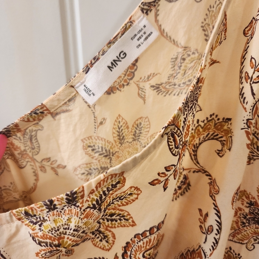Mango MNG One-Shoulder Paisley Jumpsuit | Boho Resort | Medium - Picture 3 of 4